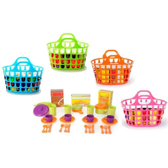VICAM žaislinių indelių rinkinys krepšelyje 34 det. (įvairių spalvų)