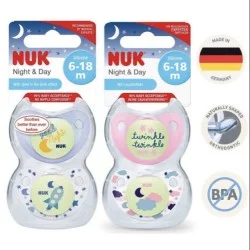 NUK Night/Day silikoninis čiulptukas 6-18 mėn  1vnt (įvairių spalvų)