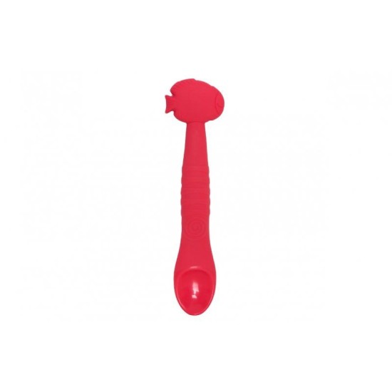 Raudonas KIDODO silikoninis šaukštelis - "Žuvytė"