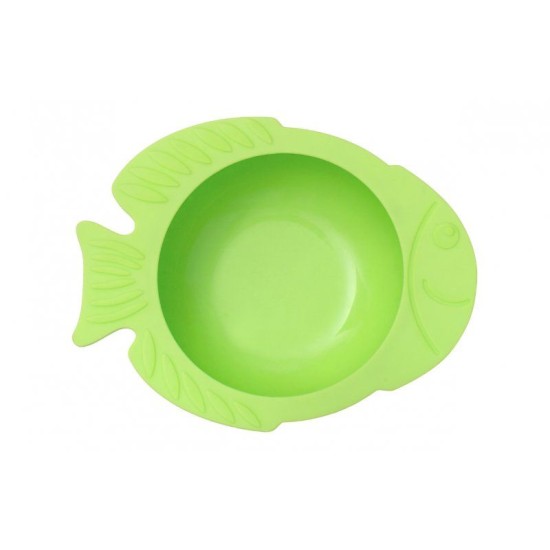 Šviesiai žalias KIDODO dubenėlis su prilimpančiu dugnu - "Žuvytė"