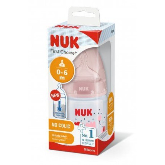 NUK First Choise +  polipropileno buteliukas su temperatūros kontrolės indikatoriumi 0-6mėn.  150ml 