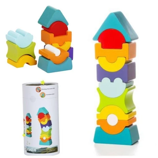 Eco Toys  Medinė piramidė lankstus bokštas 11 vnt