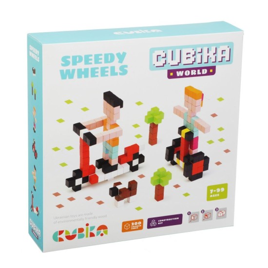 Eco Toys Medinė 3D mozaika - konstruktorius Cubika World  „Greiti ratai“