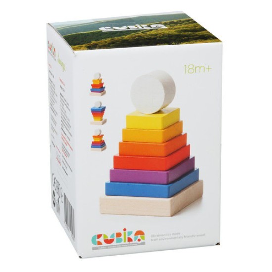 Eco Toys Edukacinė spalvota medinė piramidė   - 14