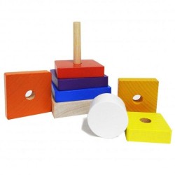Eco Toys Edukacinė spalvota medinė piramidė   - 14