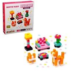 Eco Toys Medinė 3D mozaika - konstruktorius Cubika World „Kitty kambarys“