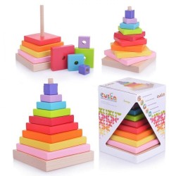 Eco Toys Edukacinė lavinamoji medinė piramidė  