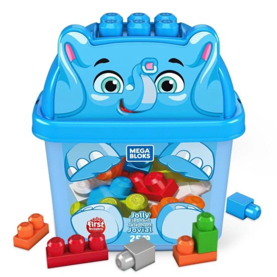  Fisher Price kaladėlės MEGA BLOKS gyvūnėlis - kibirėlis 25 det.