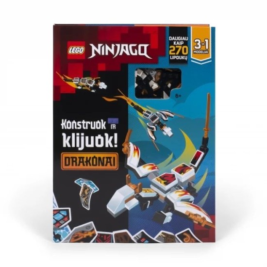 LEGO NINJAGO Veiklos knygelė „Konstruok ir klijuok: NINJAGO drakonai“
