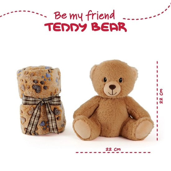„Cool Kids“ Mielas pliušinis meškutis su pledu "Teddy Bear"