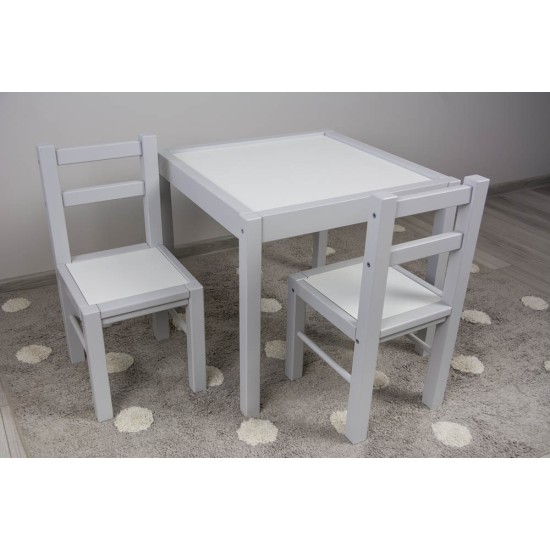 Vaikiškas staliukas su kėdutėmis Drewex, baltas/pilkas