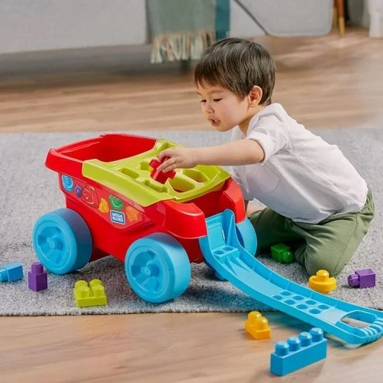 Fisher price Mega Bloks karutis su kaladėlėmis 25 det Fisher price Mega Bloks karutis su kaladėlėmis 25 det