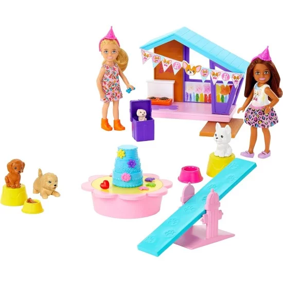 Barbie Chelsea šuniukų vakarėlio rinkinys su dviem mini lėlėmis ir priedais