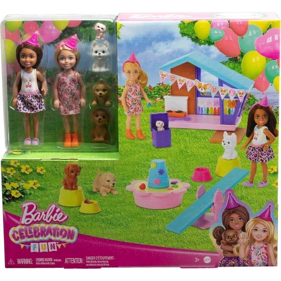 Barbie Chelsea šuniukų vakarėlio rinkinys su dviem mini lėlėmis ir priedais