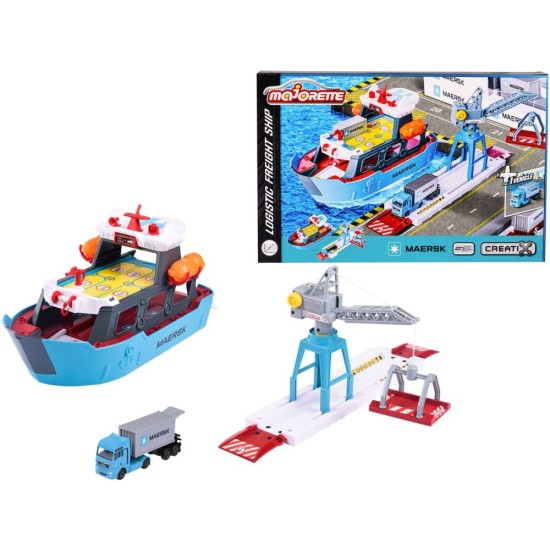 „Majorette Maersk + 1“ transporto priemonės rinkinys:  „Maersk“ logistikos stotis