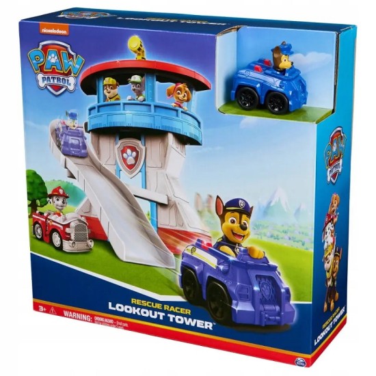 Paw Patrol bazės stebėjimo bokštas su čiuožykla + persekiojimo automobilis