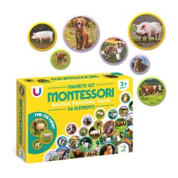 Edukacinis magnetinis žaidimas - dėlionė Montessori Magnetinis rinkinys Gyvūnų šeimos: Ūkis