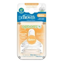 DR.BROWN'S III lygio žindukai OPTIONS+, silikoniniai, 6-9 mėn., plačiu kakleliu, 2 vnt.