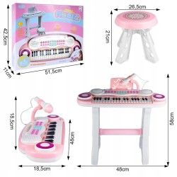 Malplay Vaikiškas pianinas su mikrofonu ir kėdute 