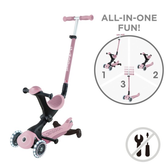 GLOBBER GO•UP DELUXE LIGHTS ECOLOGIC 360° paspirtukas šviečiančiais ratais