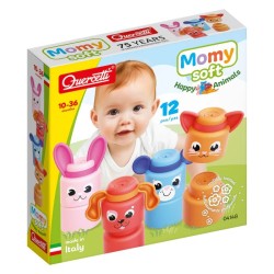 Quercetti Momy Soft Happy Animals - minkštos sensorinės kaladėlės 12 det.