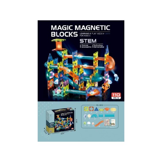 Malplay Magnetinis 3D šviečiantis konstruktorius 110det. 