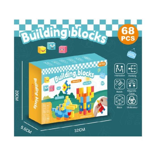 Malplay Magnetiniai kubeliai 68 det.