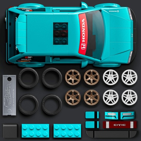 MATTEL BRICK SHOP HOT WHEELS 1:32 Honda Custom ’90 Civic EF konstruktorius