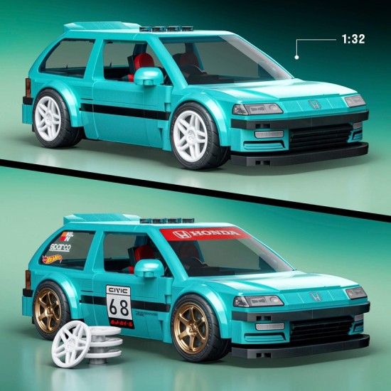MATTEL BRICK SHOP HOT WHEELS 1:32 Honda Custom ’90 Civic EF konstruktorius