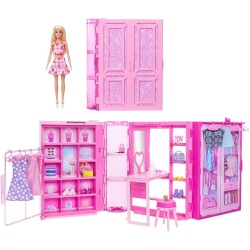 BARBIE svajonių drabužinės rinkinys su šviesiaplauke madinga lėle