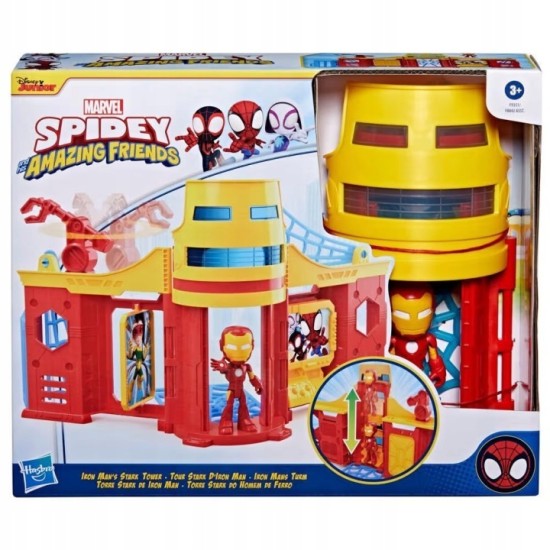 „Spidey“ būstinės bokšto žaidimų rinkinys („Iron Man“ tema) + 10 cm „Iron Man“ figūrėlė