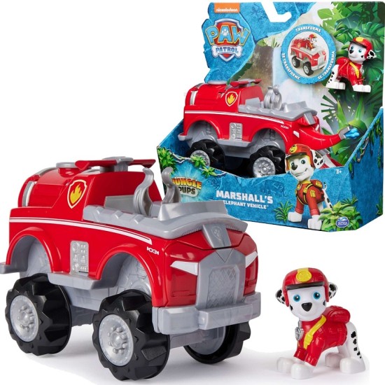 „PAW Patrol Jungle Pups“ džiunglių dramblio transporto priemonės ir Maršalo figūrėlės rinkinys „PAW Patrol Jungle Pups“ džiunglių dramblio transporto priemonės ir Maršalo figūrėlės rinkinys