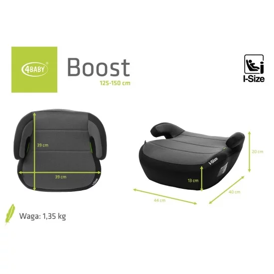 4Baby autokėdutė BOOST 125-150CM šviesiai pilka I-SIZE 4Baby autokėdutė BOOST 125-150CM šviesiai pilka I-SIZE