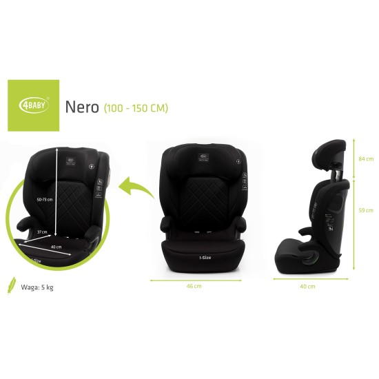 4Baby autokėdutė NERO 100-150CM juoda I-SIZE 4Baby autokėdutė NERO 100-150CM juoda I-SIZE