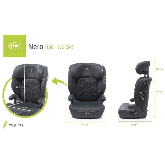 4Baby autokėdutė NERO 100-150CM tamsiai pilka I-SIZE 4Baby autokėdutė NERO 100-150CM tamsiai pilka I-SIZE