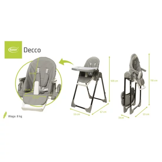 4Baby maitinimo kėdutė DECCO pilka 4Baby maitinimo kėdutė DECCO pilka