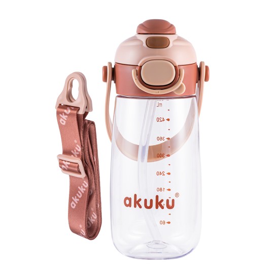 Akuku gertuvė su šiaudeliu 480ml pilkas mocha A0726 Akuku gertuvė su šiaudeliu 480ml pilkas mocha A0726