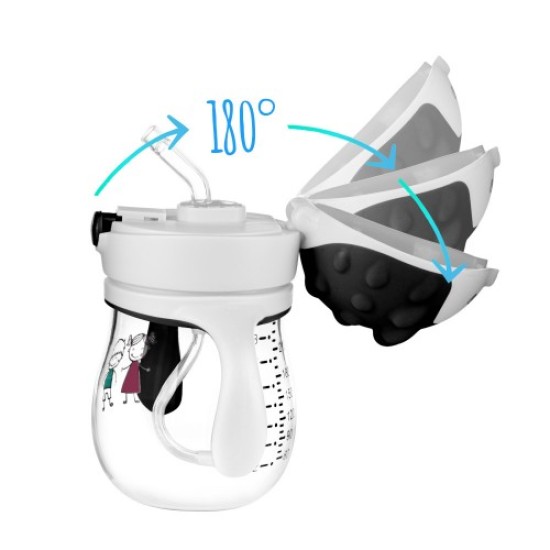 Akuku puodelis su šiaudeliu 250ml pilkas A0034 Akuku puodelis su šiaudeliu 250ml pilkas A0034