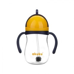 Akuku puodelis su šiaudeliu 280ml geltonas A0165