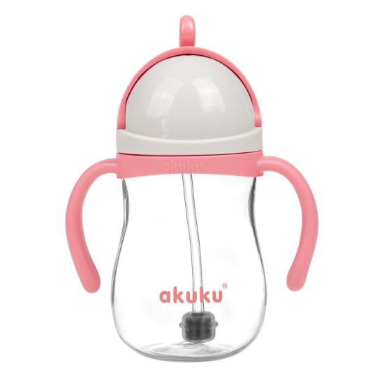 Akuku puodelis su šiaudeliu 280ml rožinis A0676 Akuku puodelis su šiaudeliu 280ml rožinis A0676