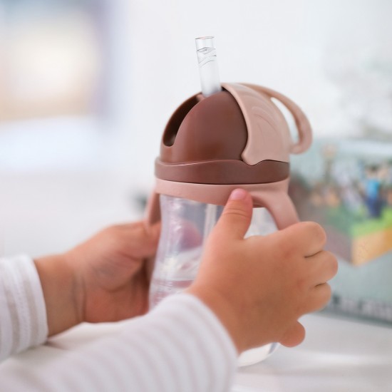 Akuku puodelis su šiaudeliu 280ml rudas A0729 Akuku puodelis su šiaudeliu 280ml rudas A0729