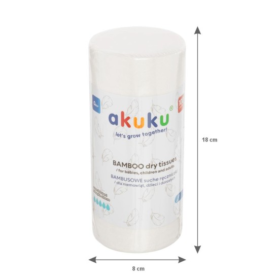 Akuku rankšluostis bambukinis ritinėlis 100vnt 18x25 A0687 Akuku rankšluostis bambukinis ritinėlis 100vnt 18x25 A0687