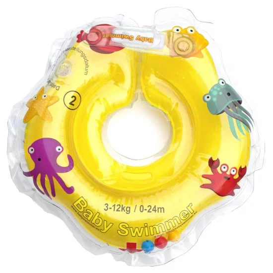 Baby Swimmer plaukimo ratas kūdikiams ant kaklo be barškučio 3-12 kg., geltonas Baby Swimmer plaukimo ratas kūdikiams ant kaklo be barškučio 3-12 kg., geltonas