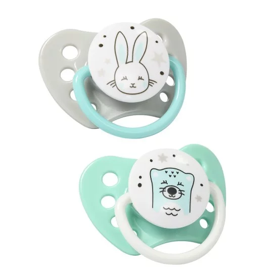 BabyOno čiulptukas silikoninis, anatominis, 0-3 m, 2 vnt., mėtinis-pilkas, 1226/01 BabyOno čiulptukas silikoninis, anatominis, 0-3 m, 2 vnt., mėtinis-pilkas, 1226/01