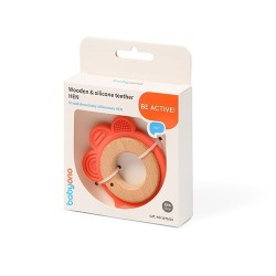 BabyOno kramtukas medinis - silikoninis, oranžinis - višta, 1075/03