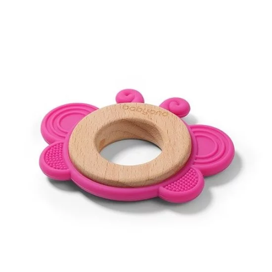 BabyOno kramtukas medinis - silikoninis, žalias - drugelis, 1075/01 BabyOno kramtukas medinis - silikoninis, žalias - drugelis, 1075/01