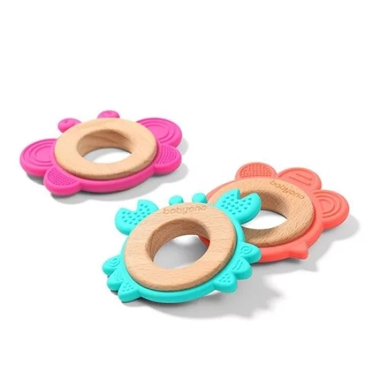 BabyOno kramtukas medinis - silikoninis, žalias - drugelis, 1075/01 BabyOno kramtukas medinis - silikoninis, žalias - drugelis, 1075/01