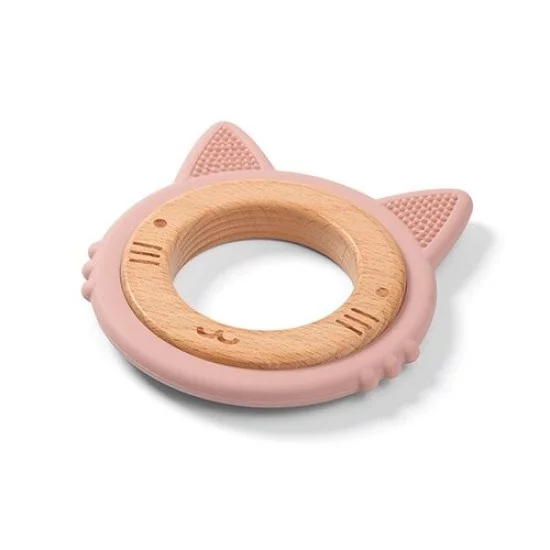 BabyOno kramtukas medinis silikoninis rožinis kačiukas 1076/02 BabyOno kramtukas medinis silikoninis rožinis kačiukas 1076/02