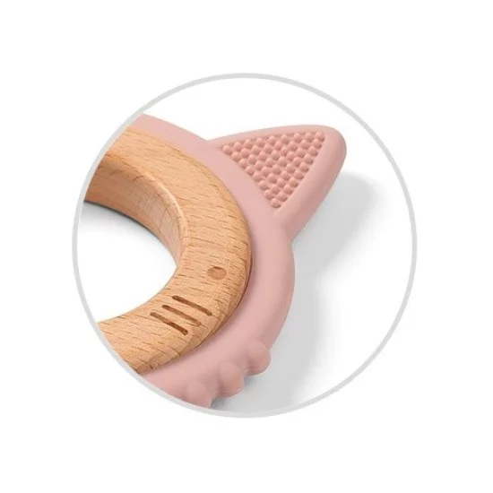 BabyOno kramtukas medinis silikoninis rožinis kačiukas 1076/02 BabyOno kramtukas medinis silikoninis rožinis kačiukas 1076/02