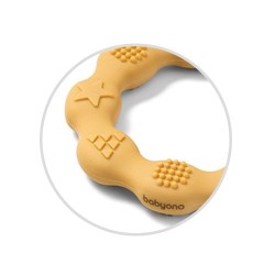 BabyOno kramtukas silikoninis žiedas geltonas 825/01
